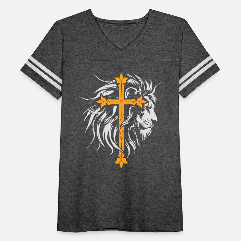 Majestic Lion and Golden Cross Symbol