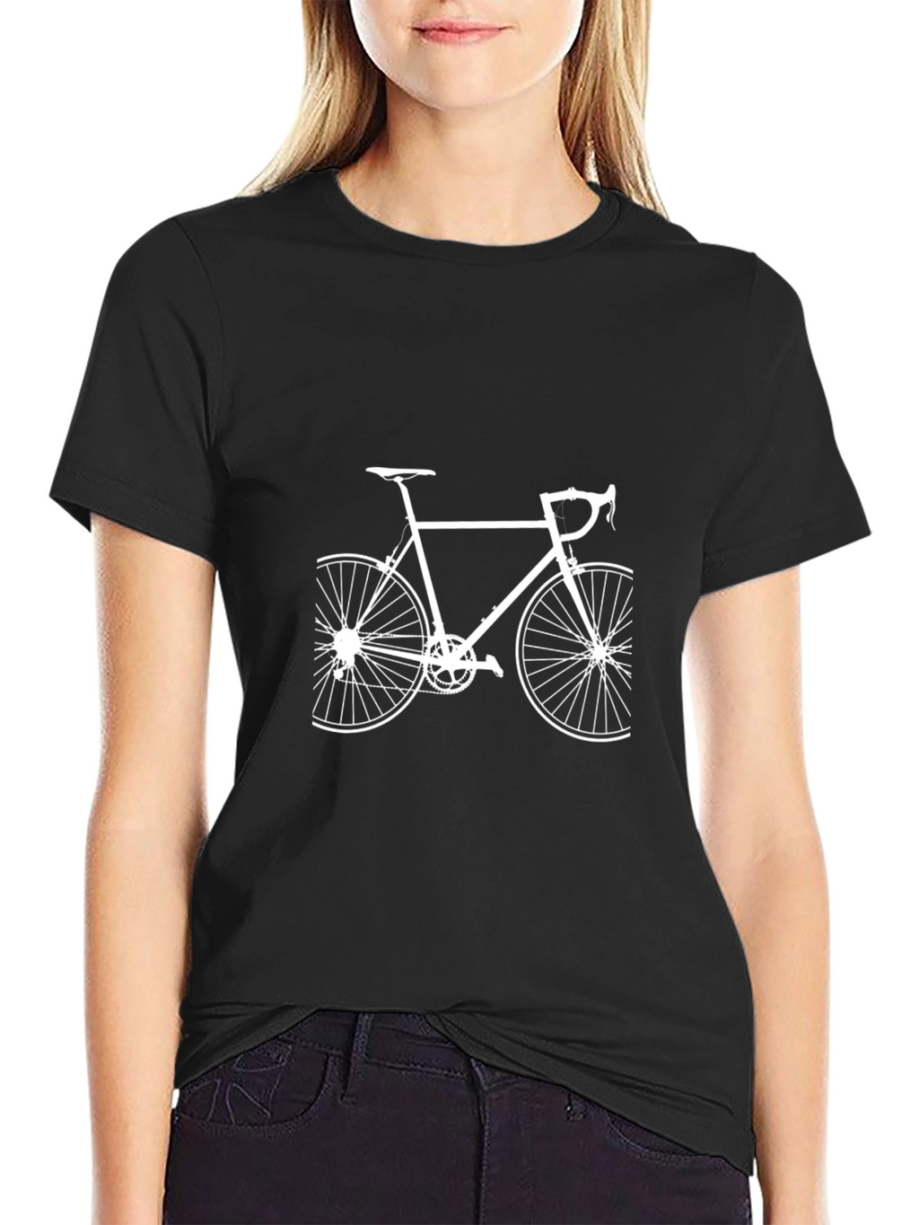 Black T-Shirt with Bicycle Graphic