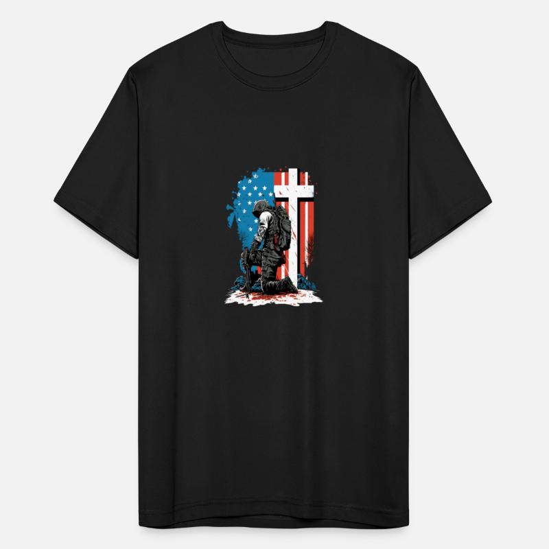 Memorial Day Veteran Soldier Kneel Cross USA