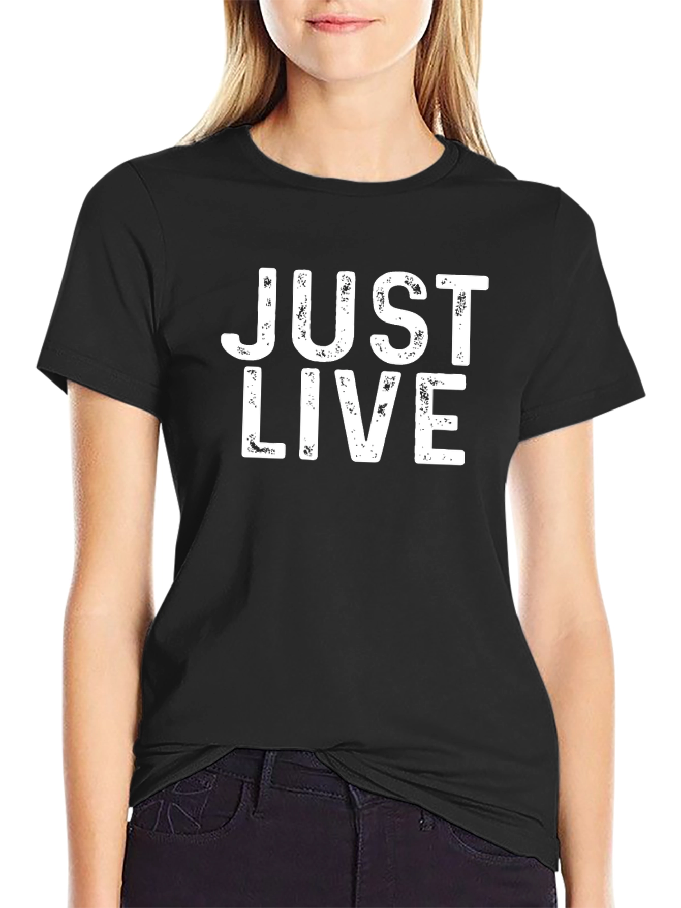 Just Live Graphic Tee - Black Cotton T-Shirt