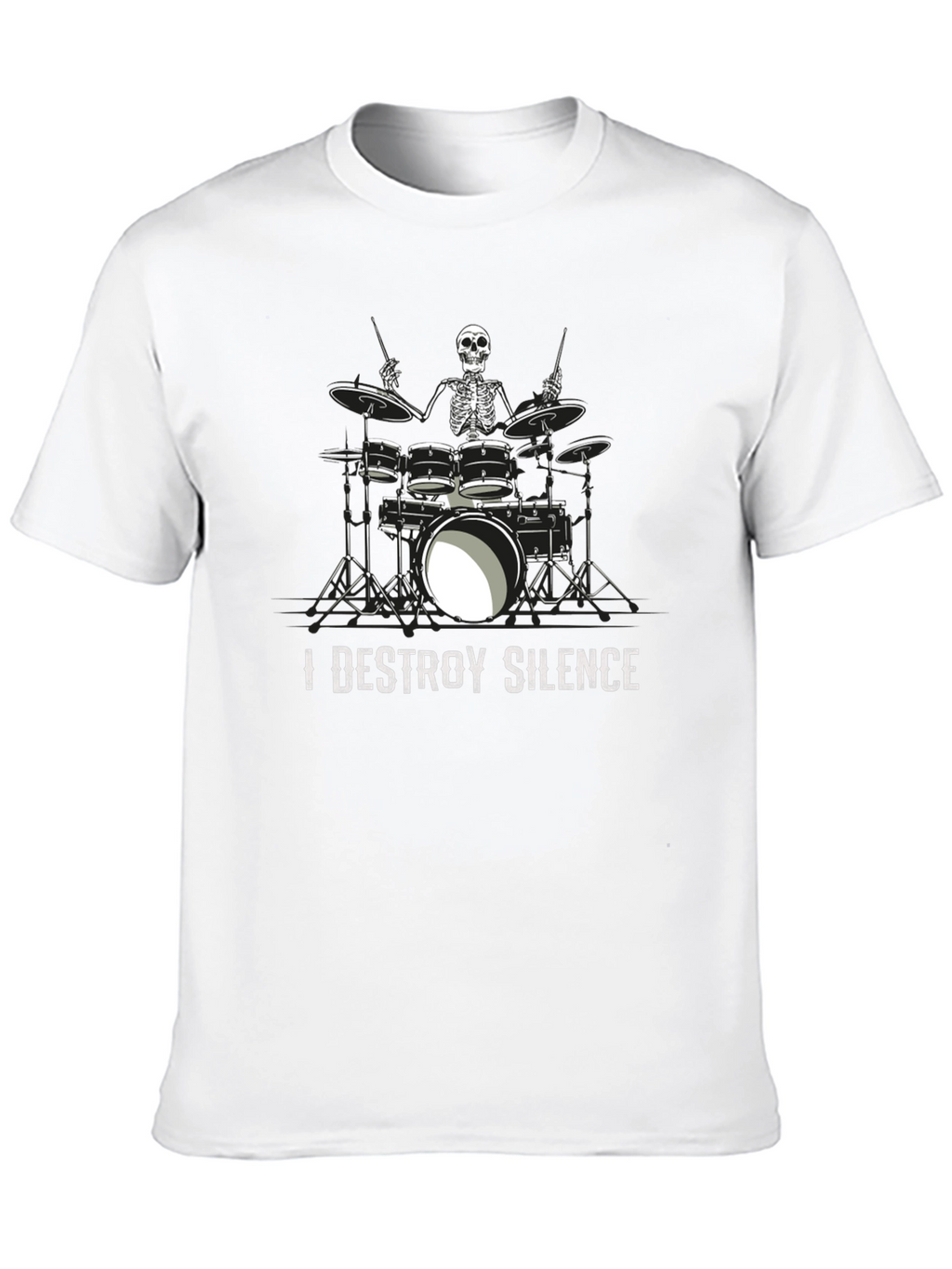 I Destroy Silence Skeleton Drummer Graphic Tee