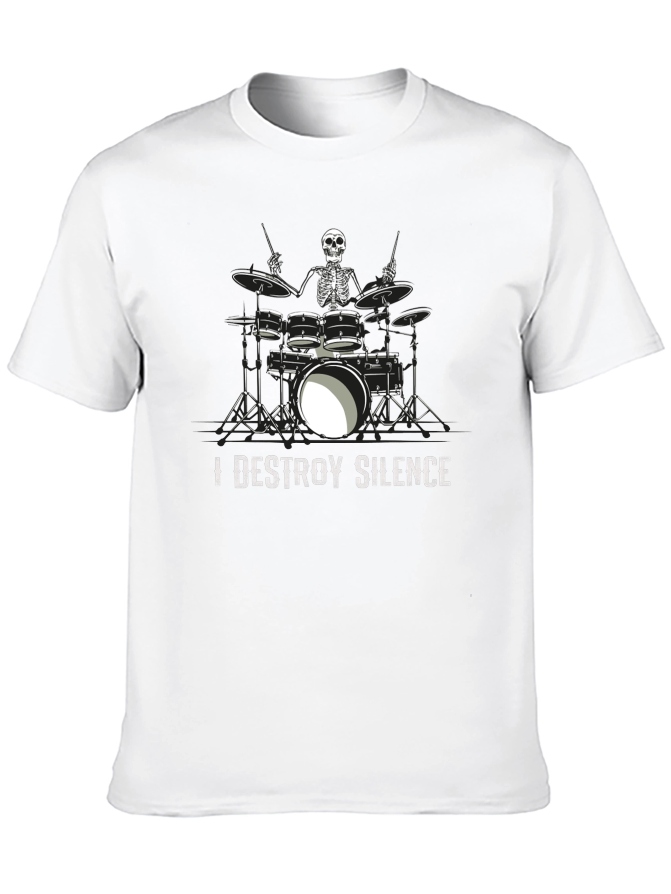 I Destroy Silence Skeleton Drummer Graphic Tee