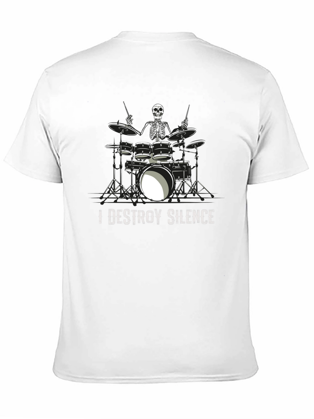 I Destroy Silence Skeleton Drummer Graphic Tee