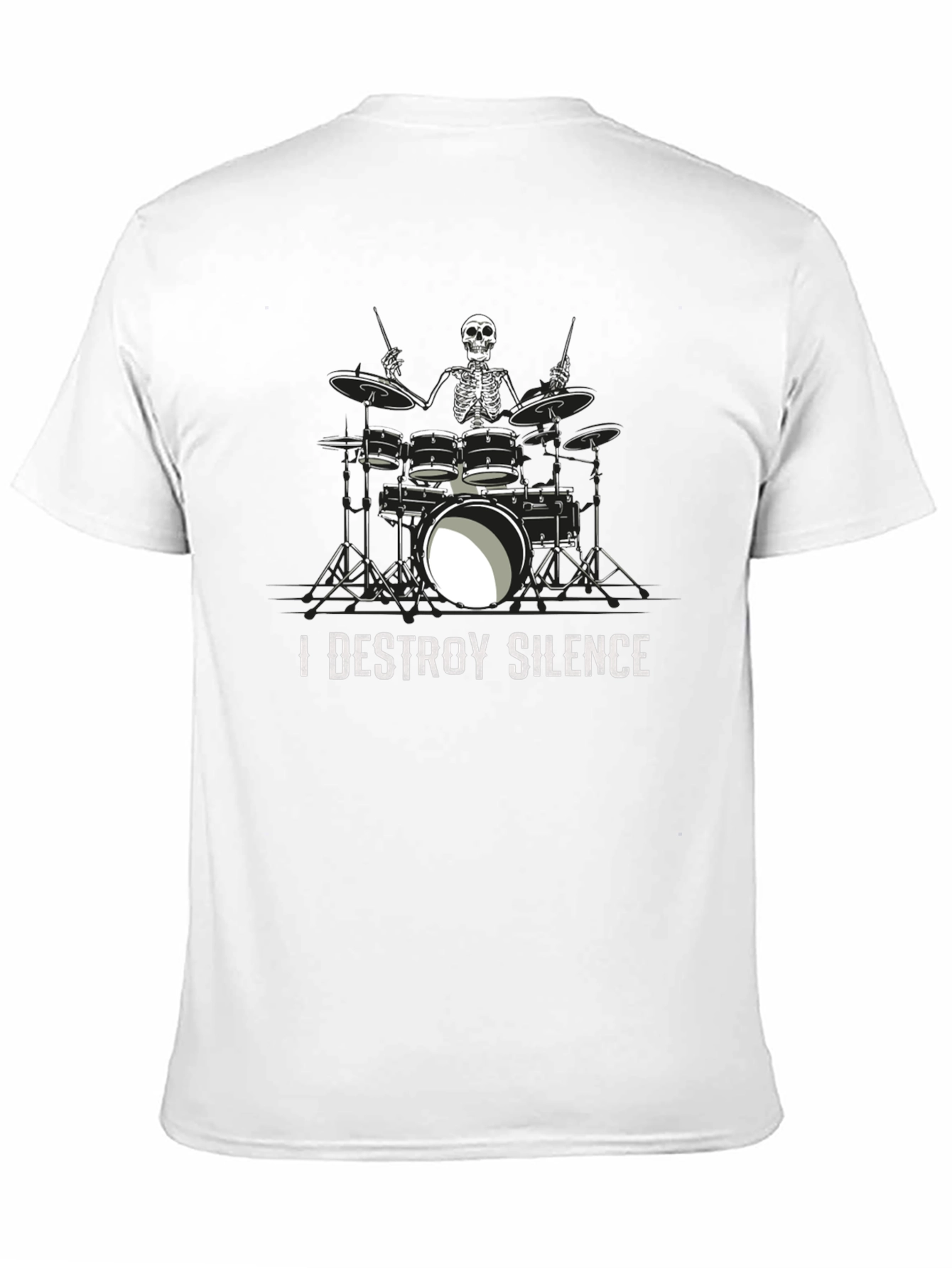I Destroy Silence Skeleton Drummer Graphic Tee