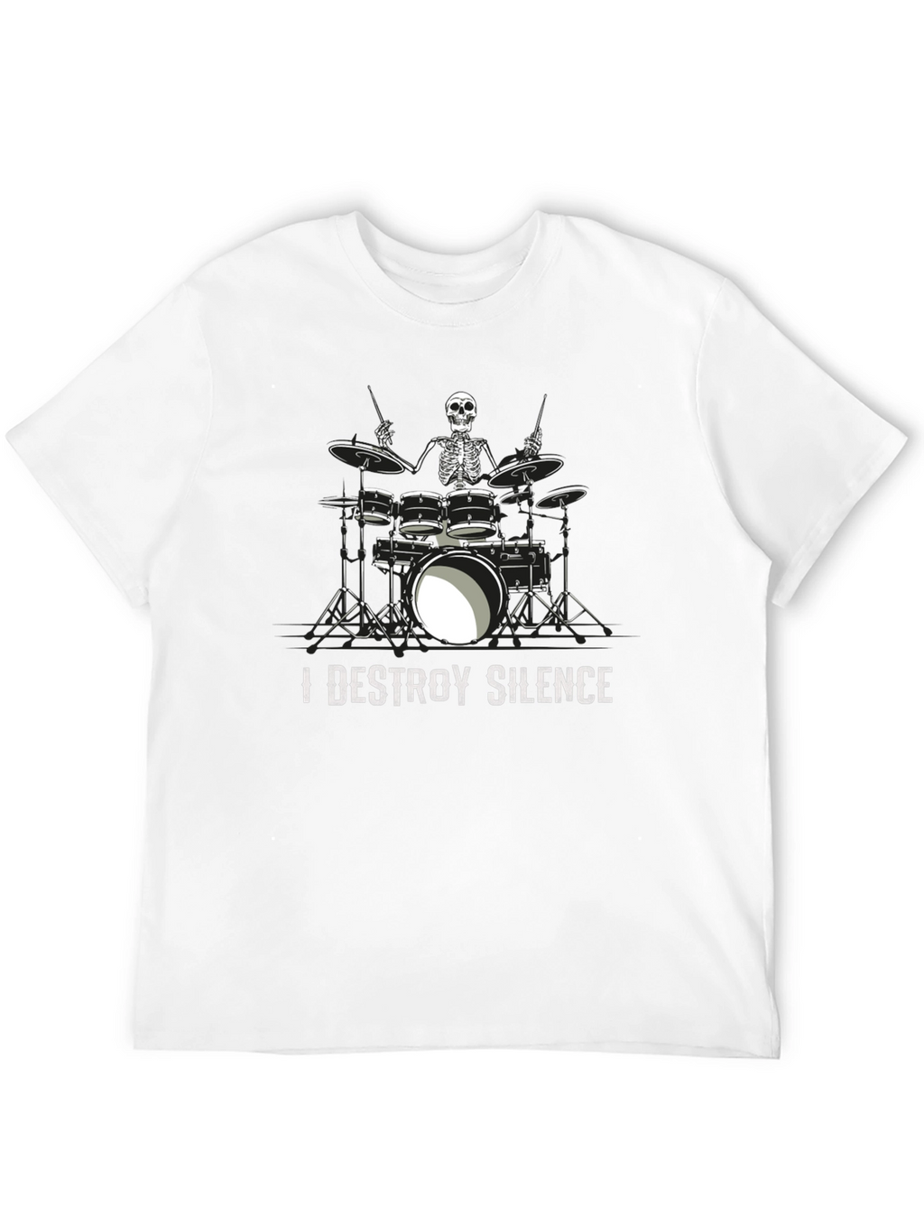 I Destroy Silence Skeleton Drummer Graphic Tee
