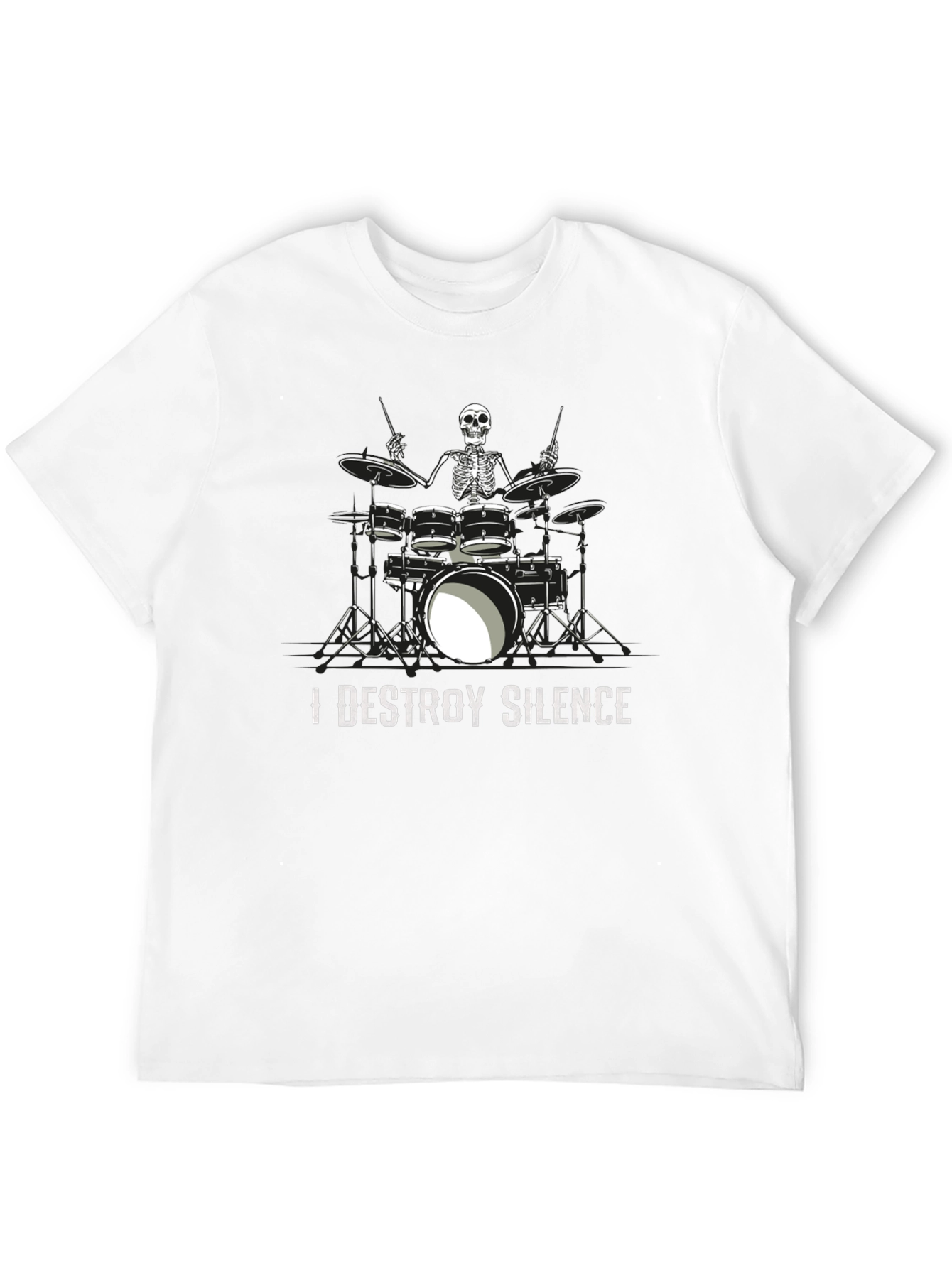 I Destroy Silence Skeleton Drummer Graphic Tee