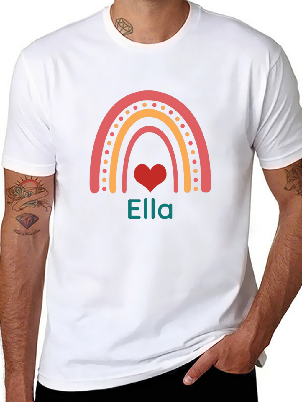 Ella Rainbow Heart Personalized T-Shirt