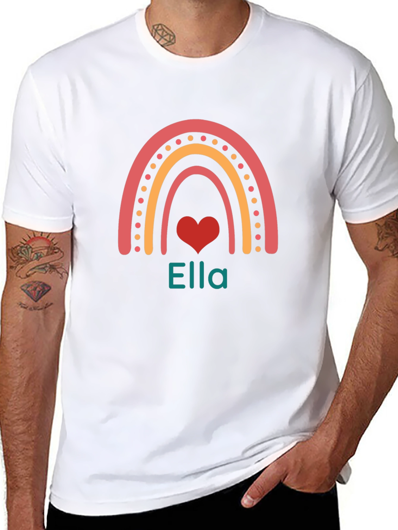 Ella Rainbow Heart Personalized T-Shirt