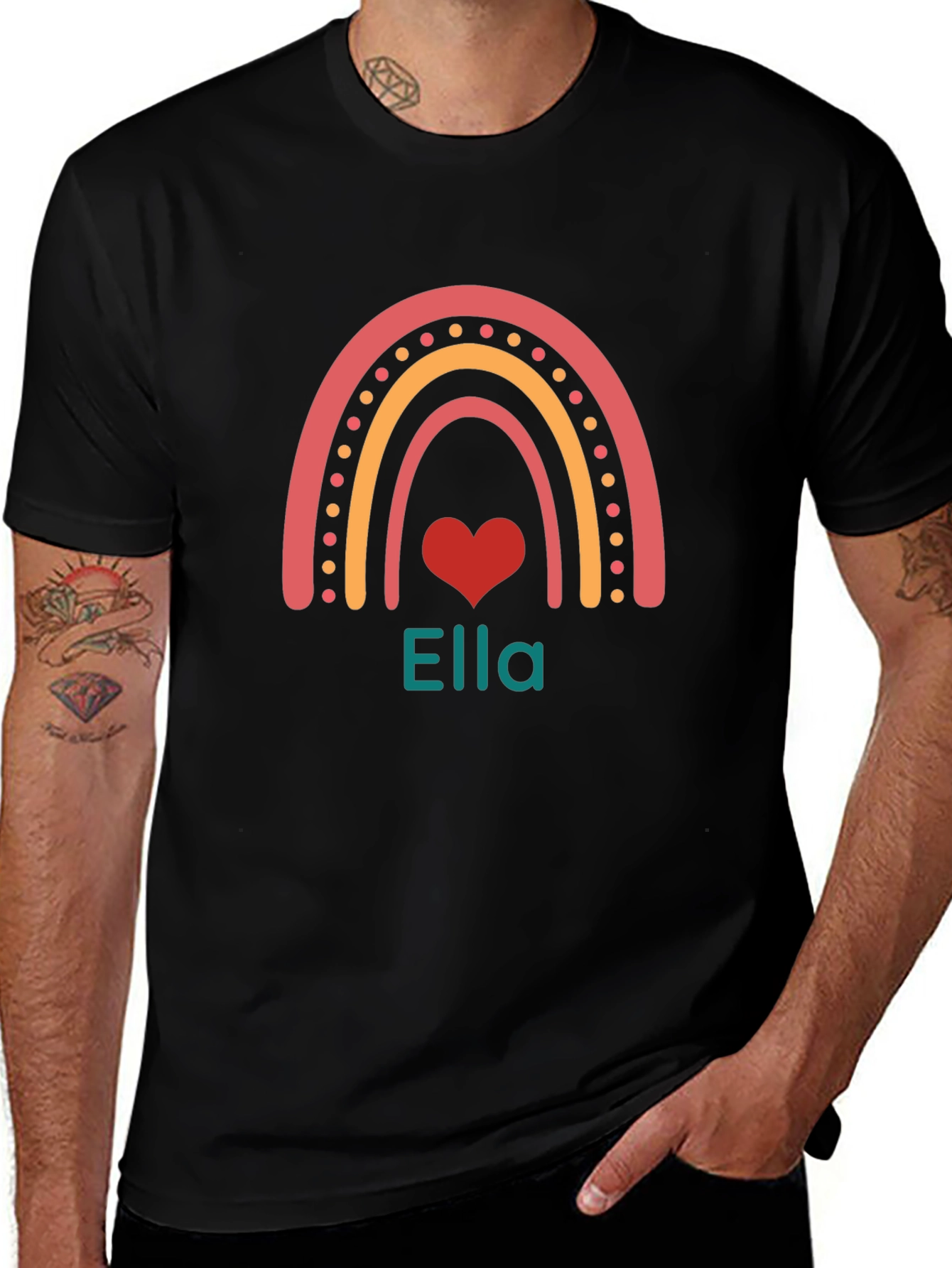 Ella Rainbow Heart Personalized T-Shirt