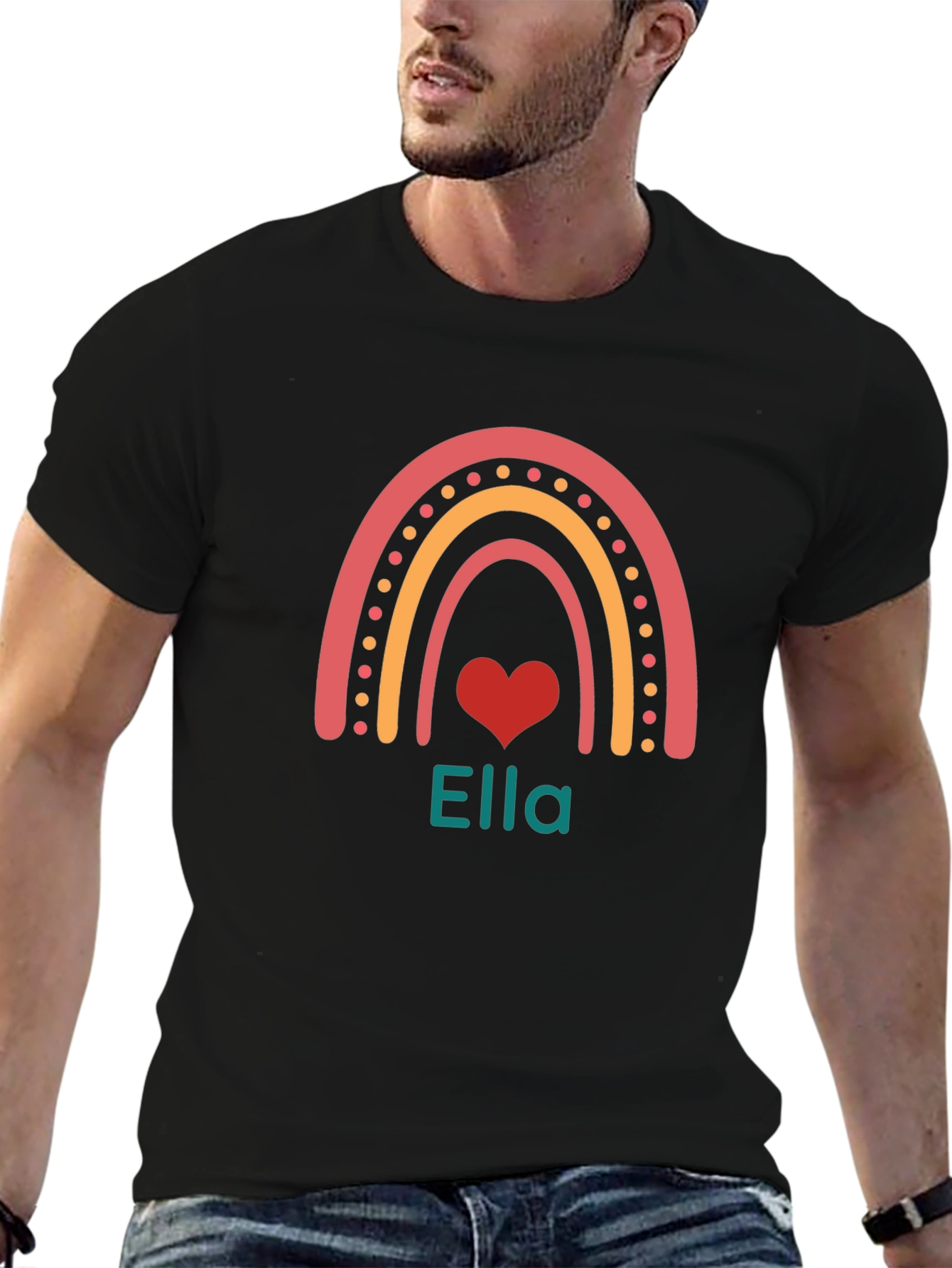 Ella Rainbow Heart Personalized T-Shirt