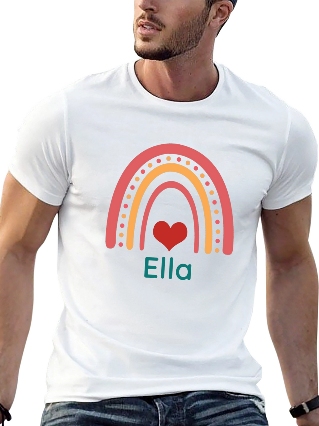 Ella Rainbow Heart Personalized T-Shirt