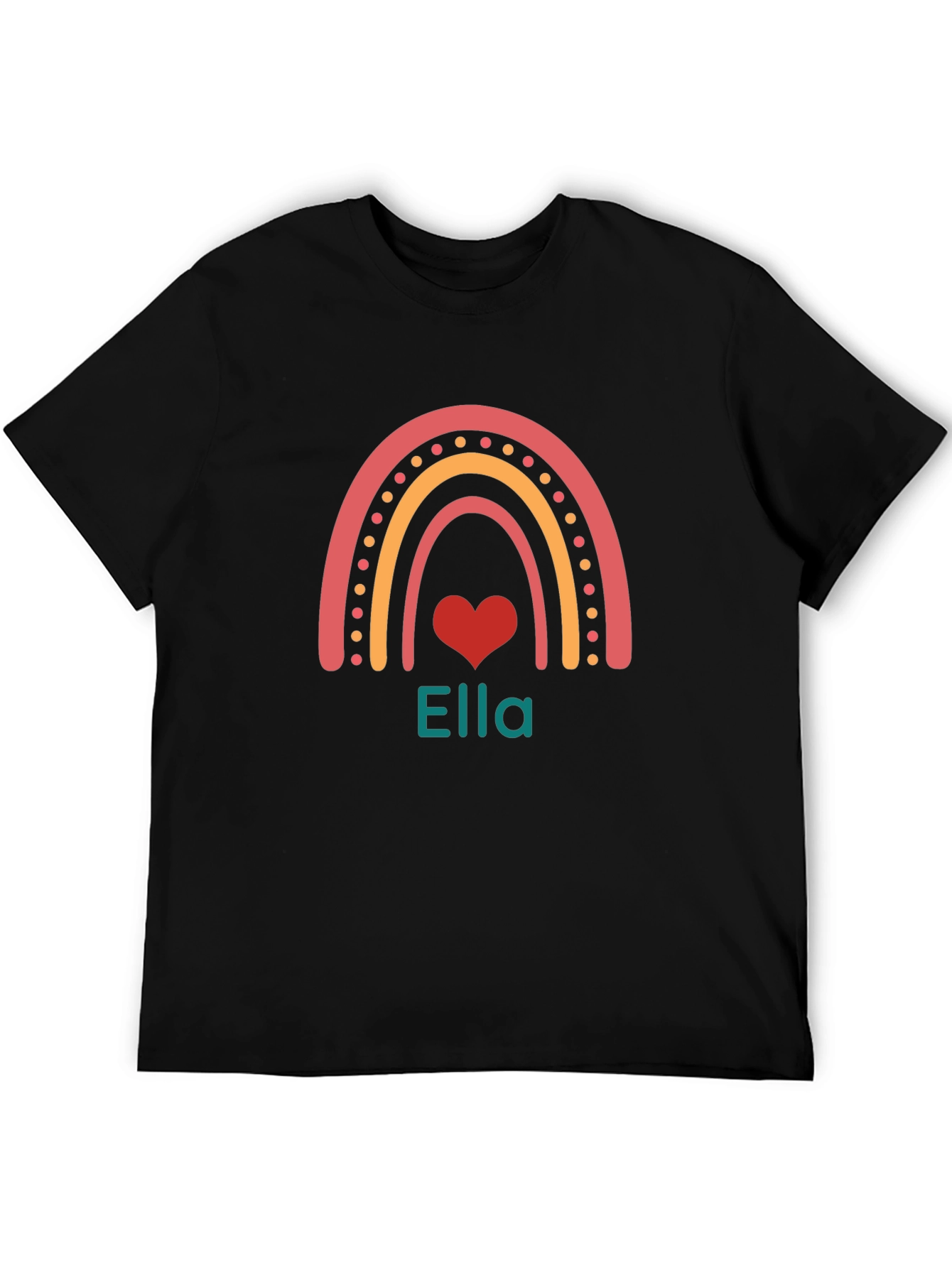 Ella Rainbow Heart Personalized T-Shirt