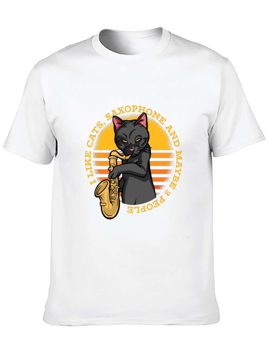 Cat Saxophone Graphic T-Shirt