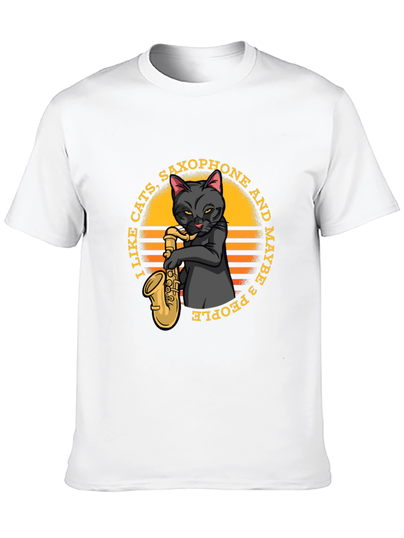 Cat Saxophone Graphic T-Shirt
