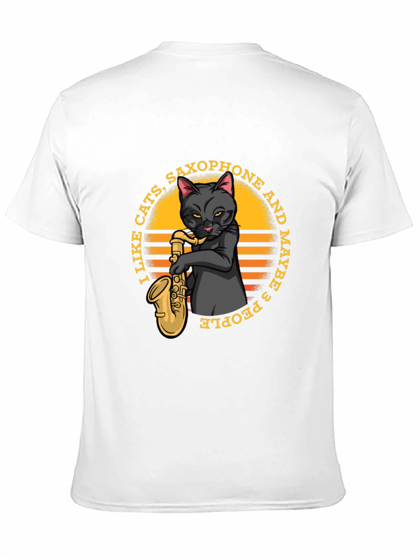 Cat Saxophone Graphic T-Shirt