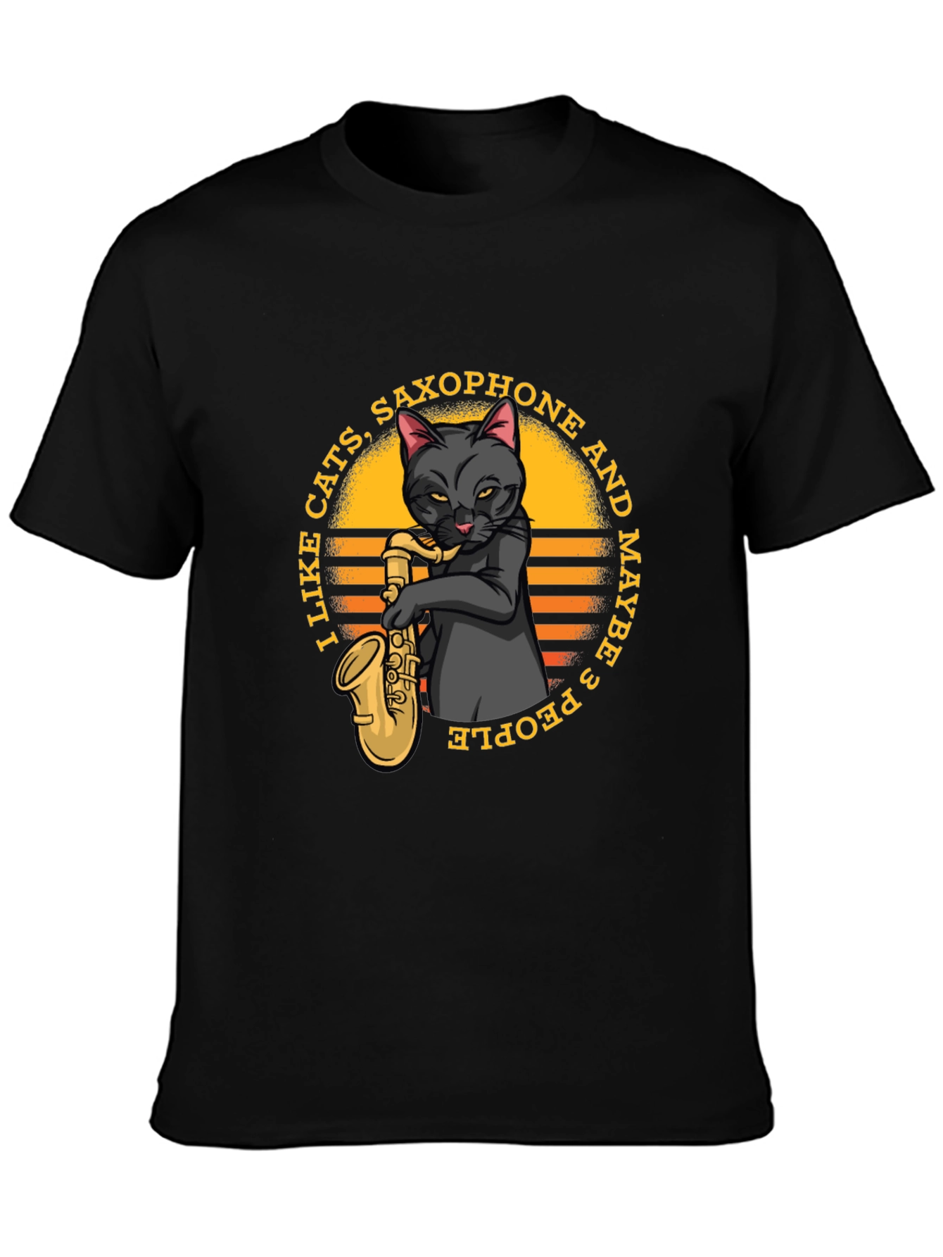 Cat Saxophone Graphic T-Shirt