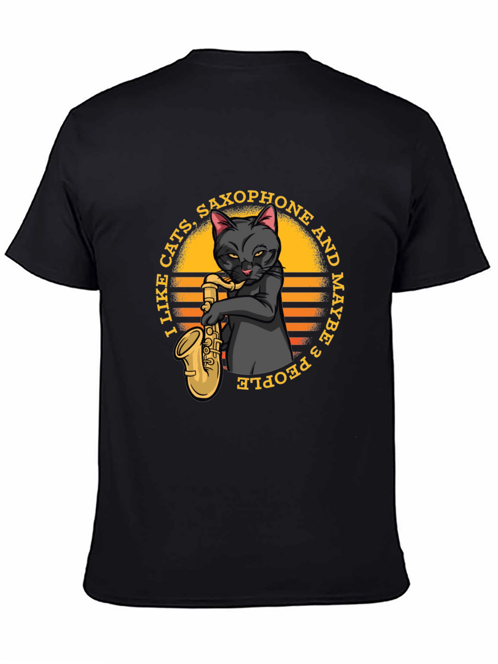 Cat Saxophone Graphic T-Shirt