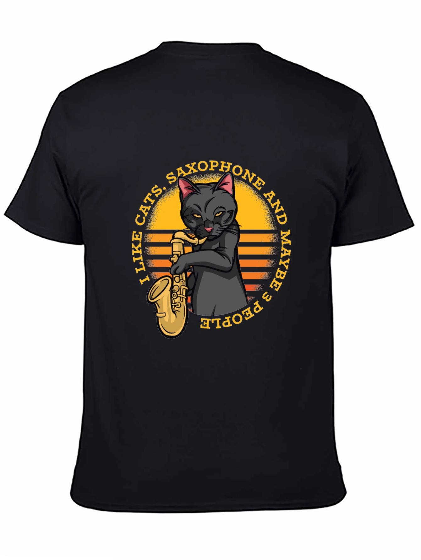 Cat Saxophone Graphic T-Shirt