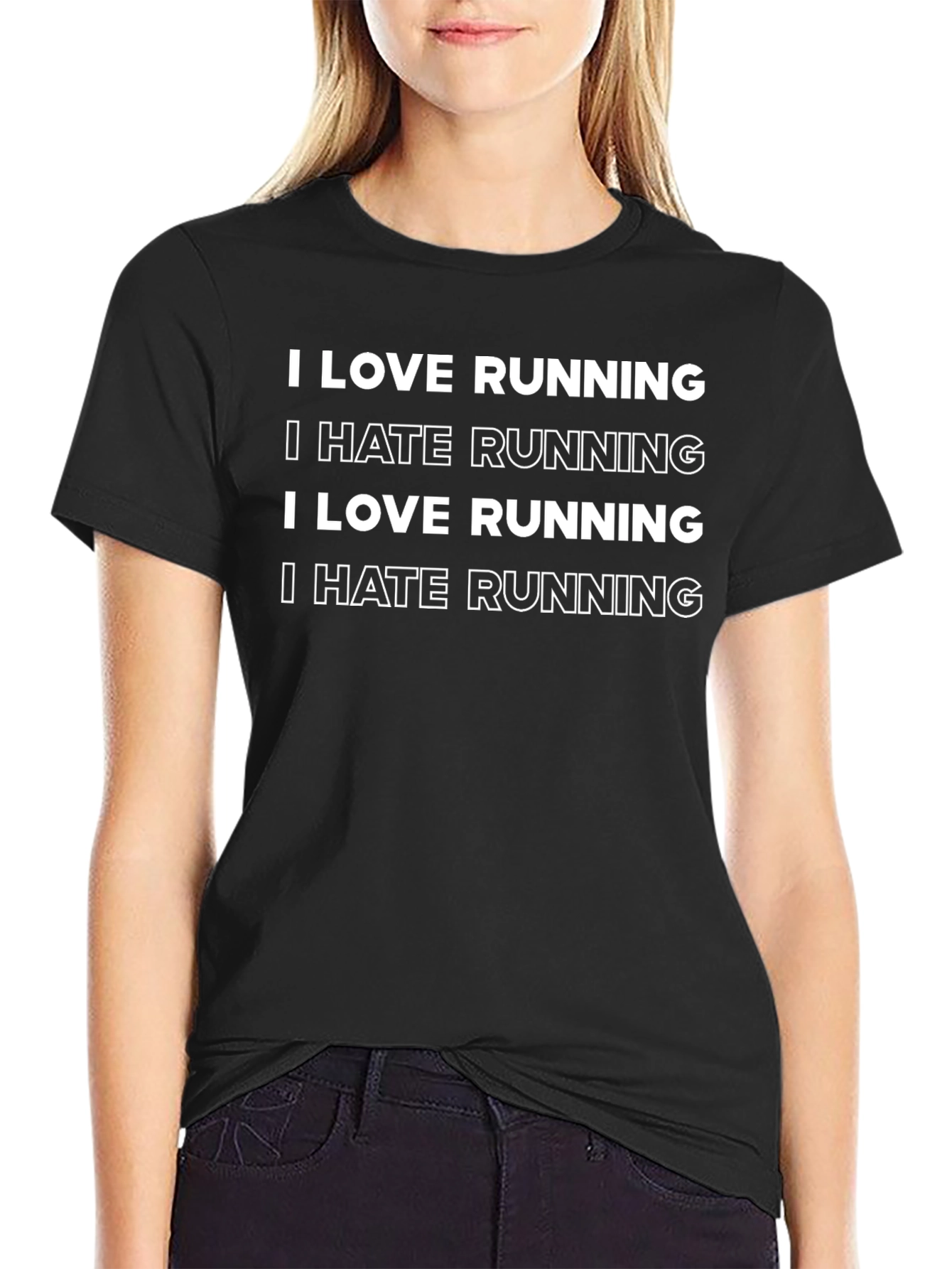 I Love/Hate Running Graphic Tee - Black Cotton Shirt