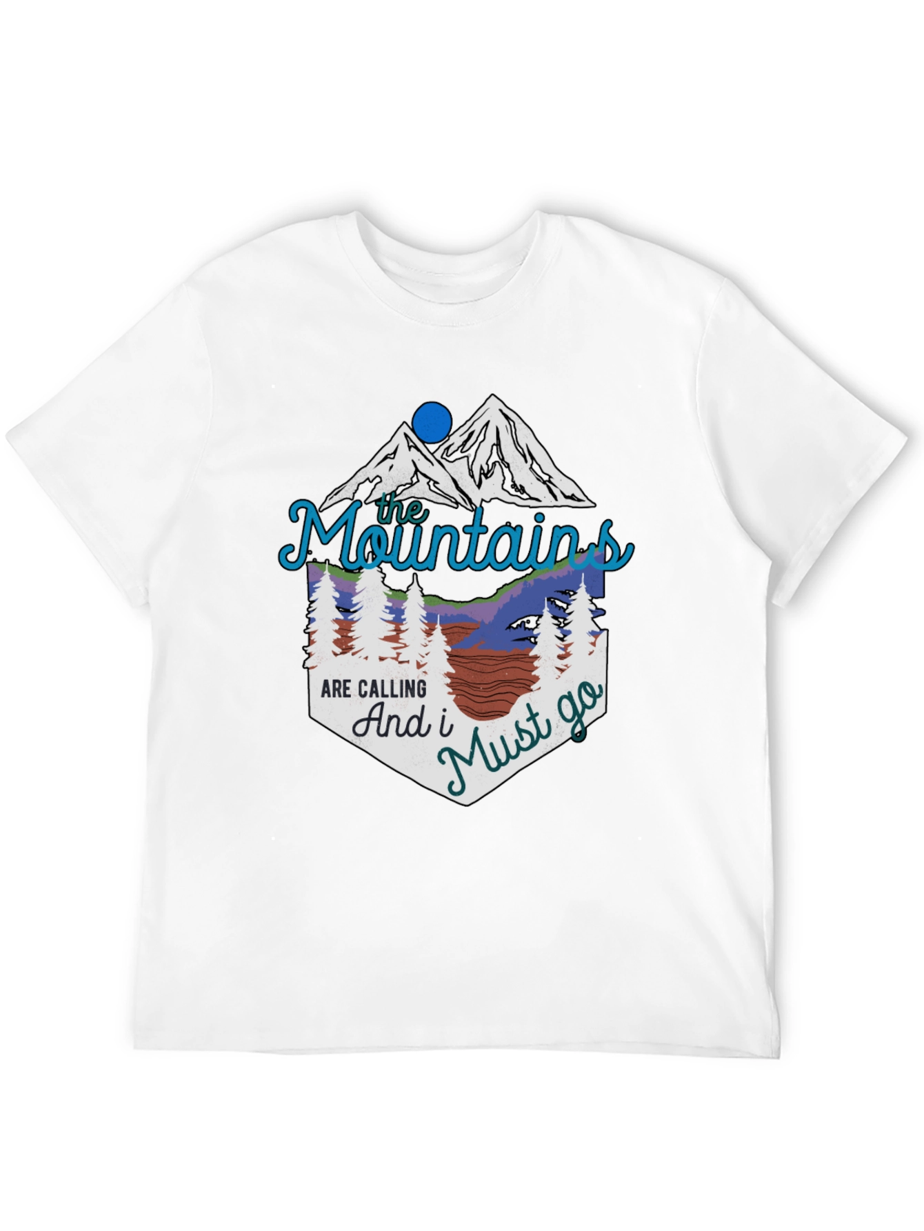 Mountains are Calling Black Graphic T-Shirt