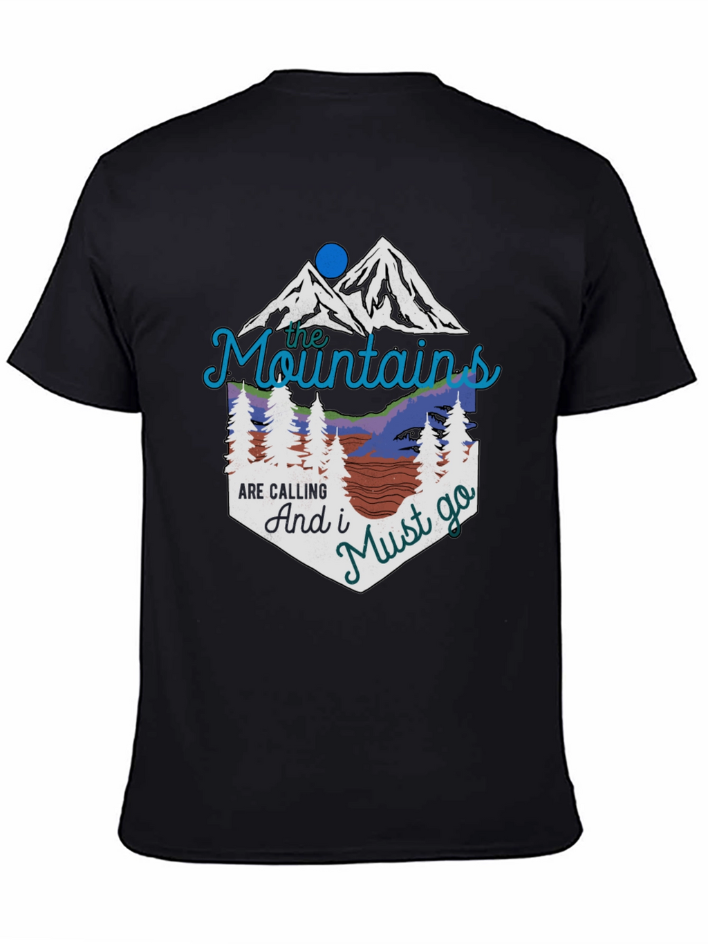 Mountains are Calling Black Graphic T-Shirt