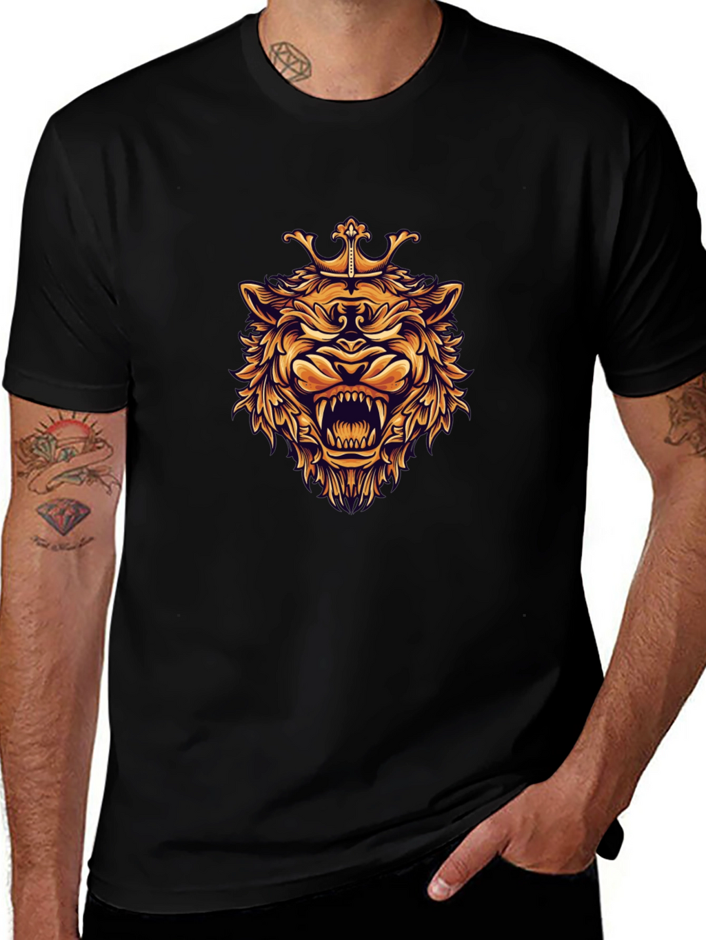King Lion Graphic Black T-Shirt