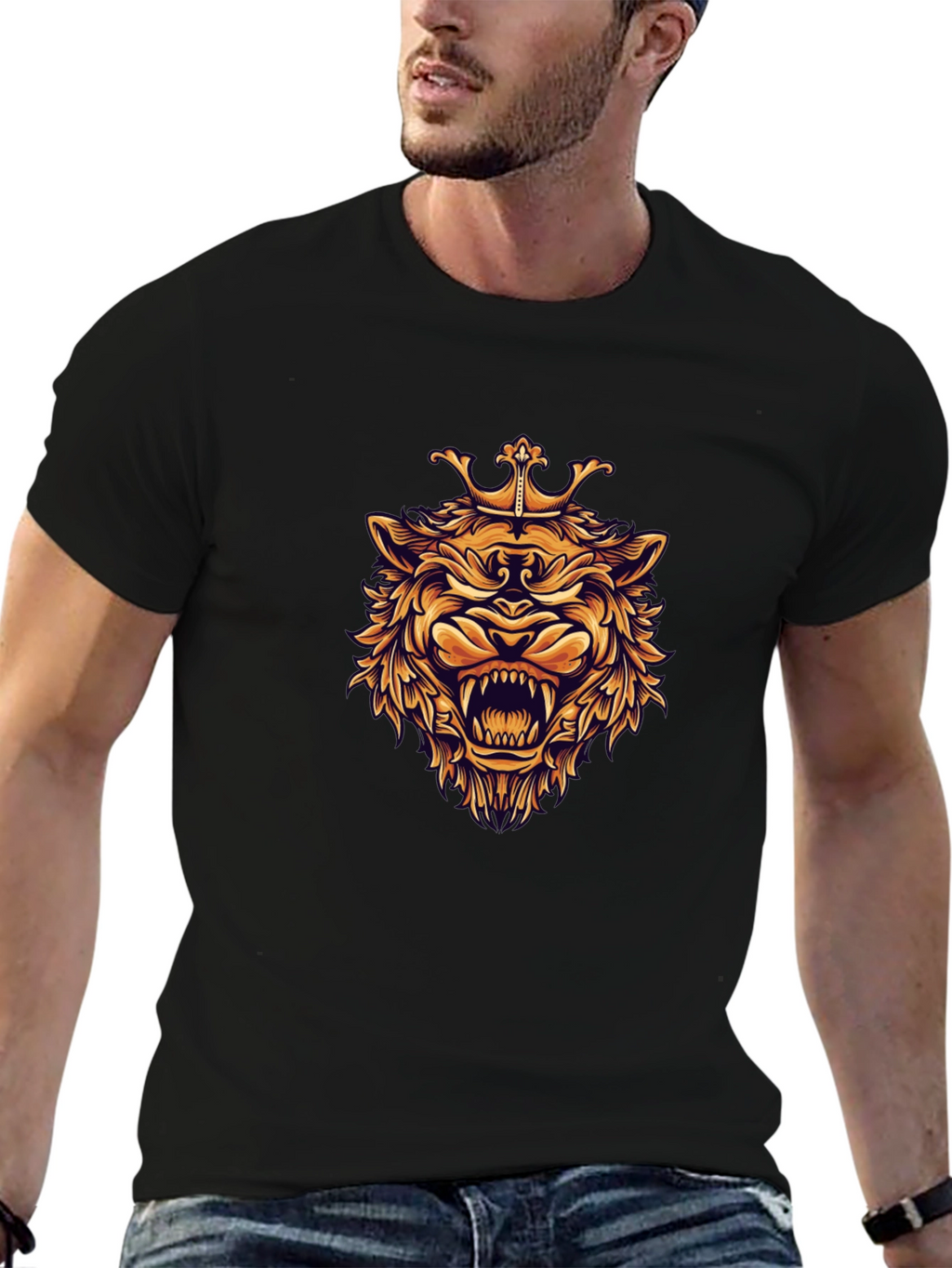 King Lion Graphic Black T-Shirt