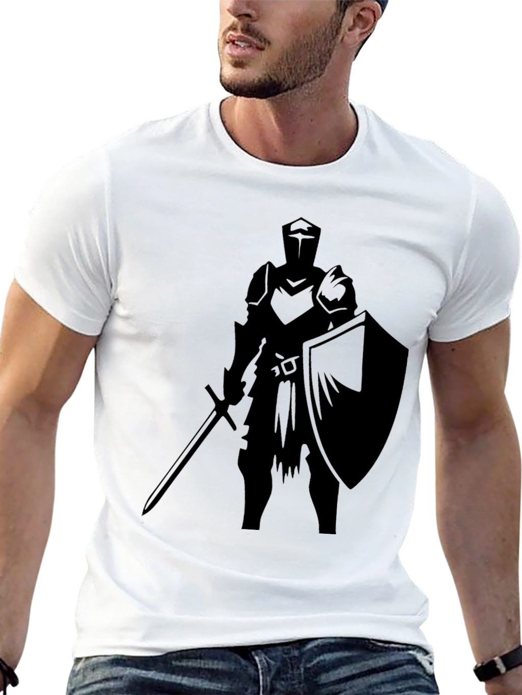 Knight Warrior Graphic Black T-Shirt