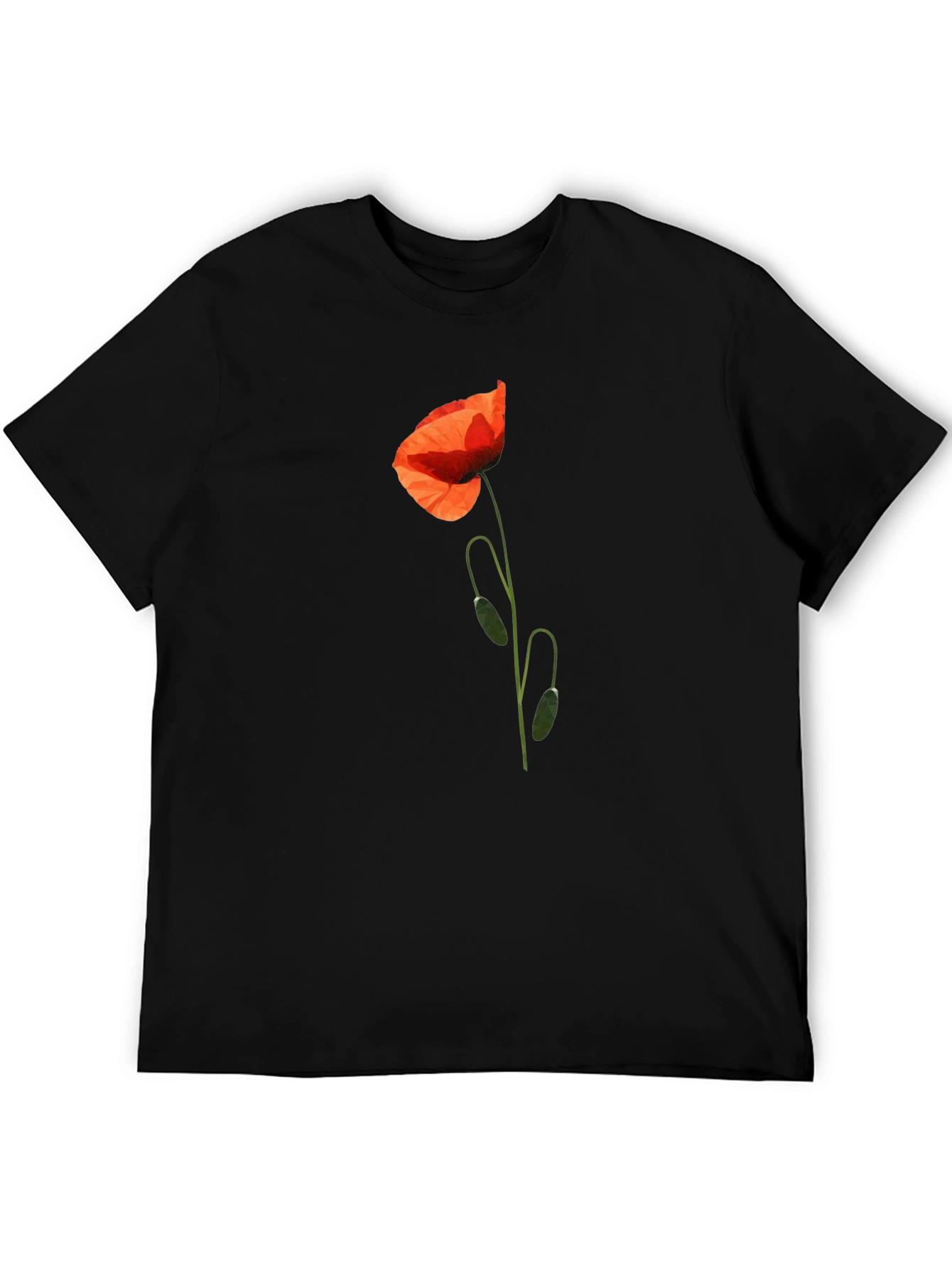 Poppy Print Black T-Shirt