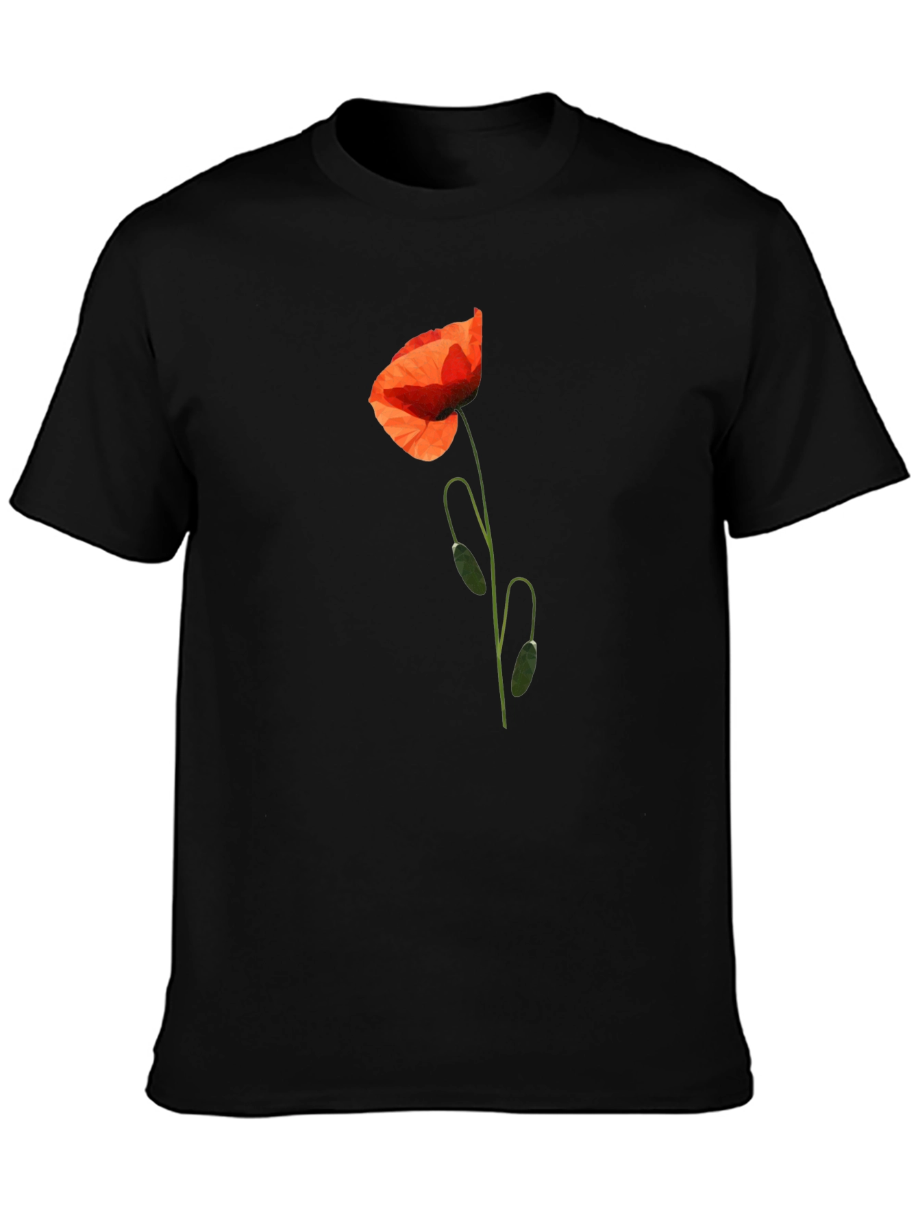 Poppy Print Black T-Shirt