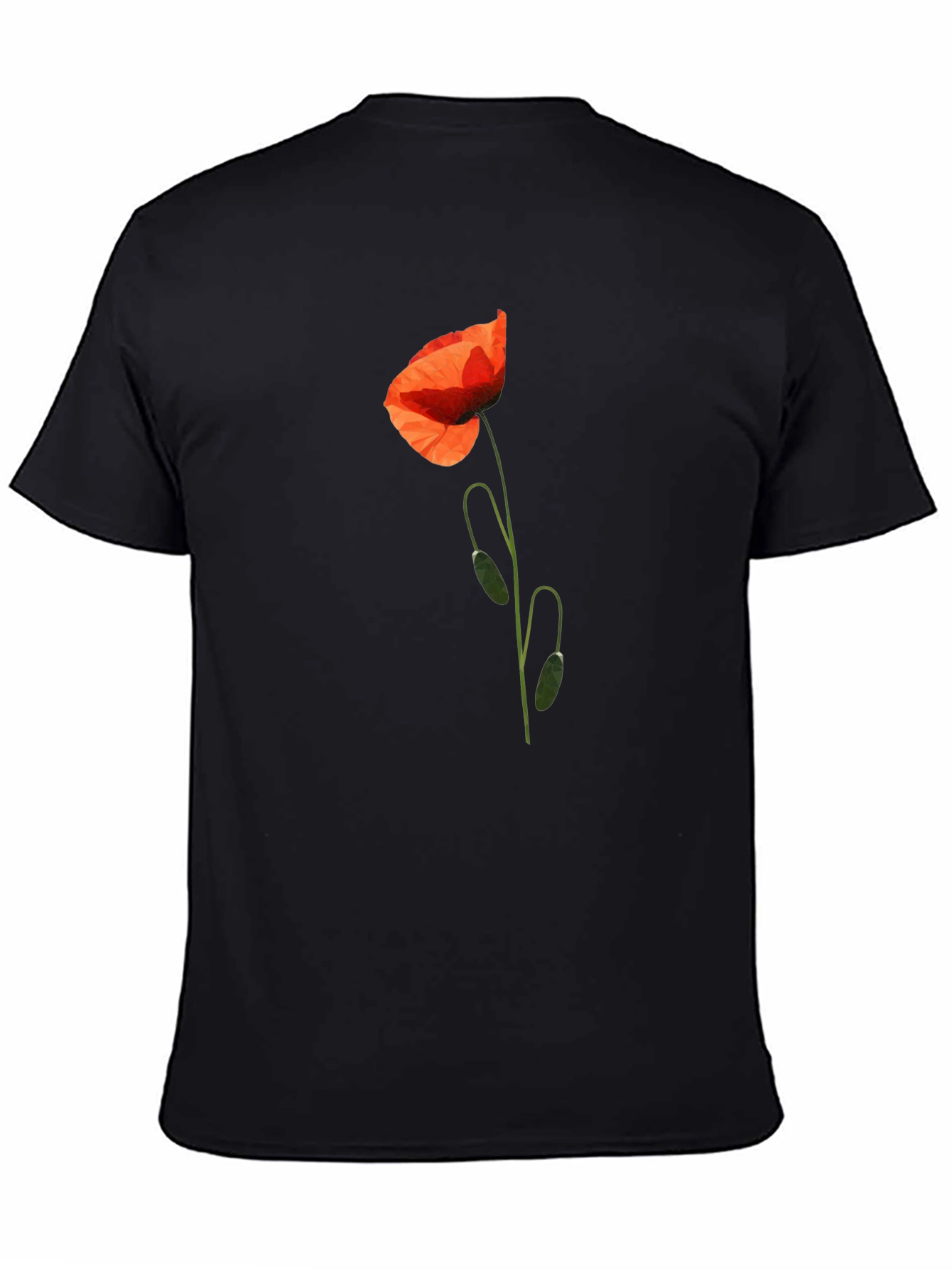 Poppy Print Black T-Shirt