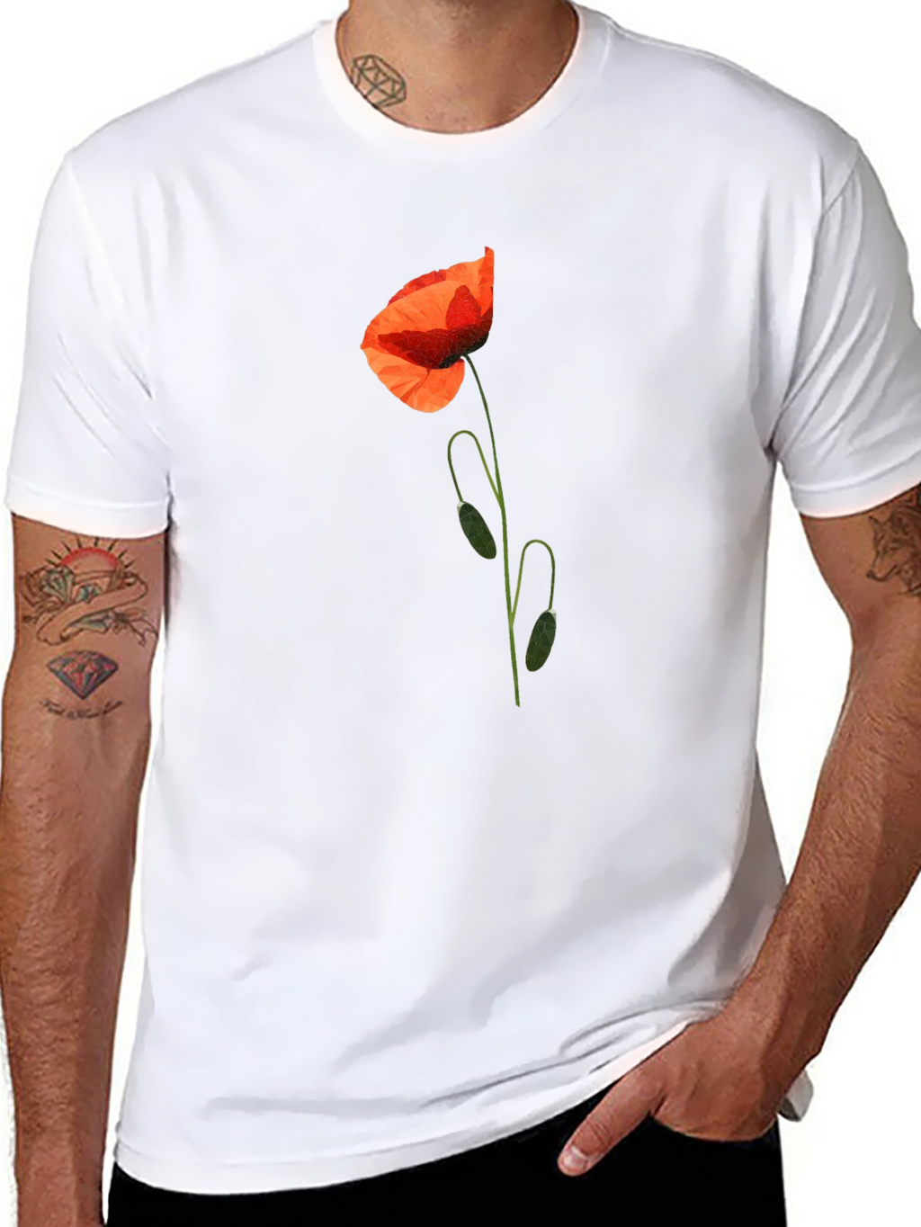 Poppy Print Black T-Shirt