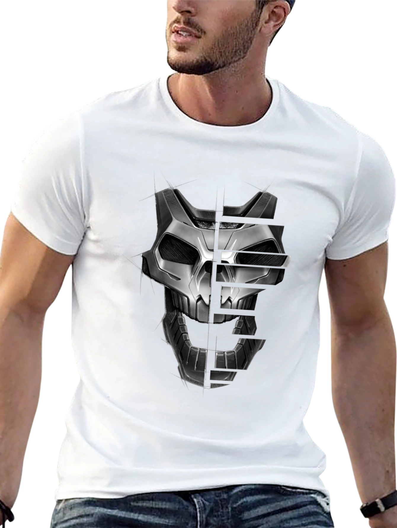 Techwear Skull Graphic T-Shirt