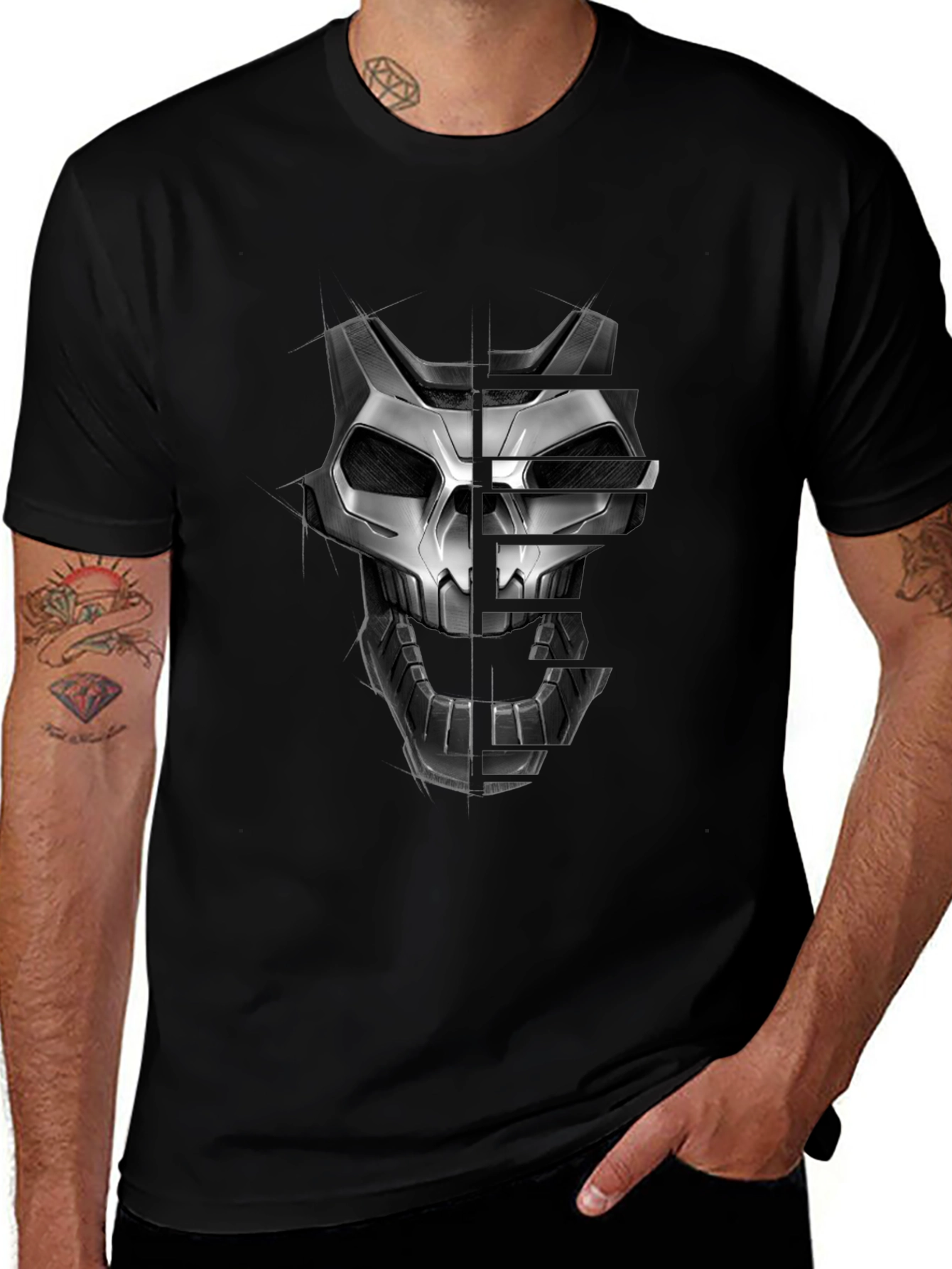 Techwear Skull Graphic T-Shirt