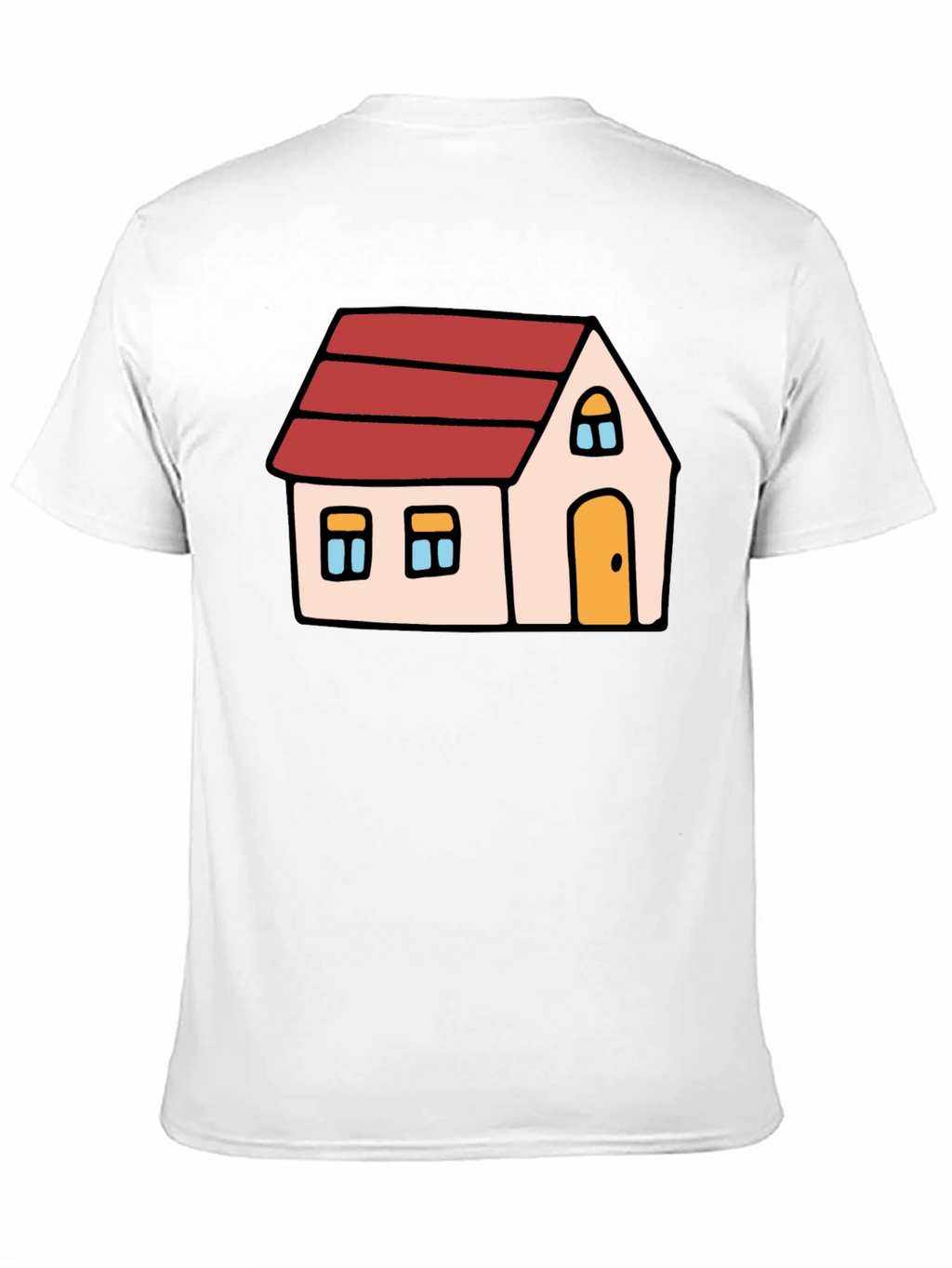 Cartoon House Graphic Tee - Black Cotton Blend