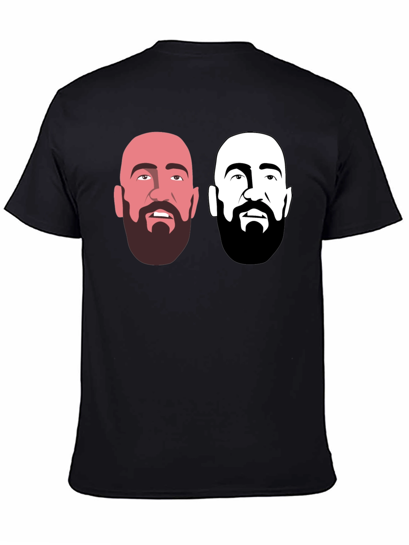 Mens Black Graphic T-Shirt - Bearded Faces Design