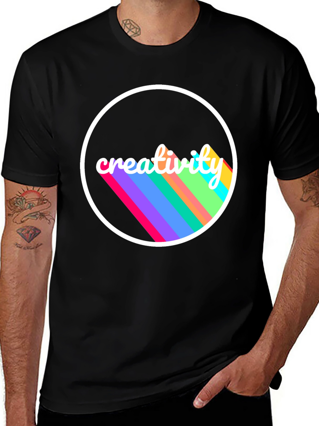 Creative Vision Tee - Black Cotton Graphic T-Shirt