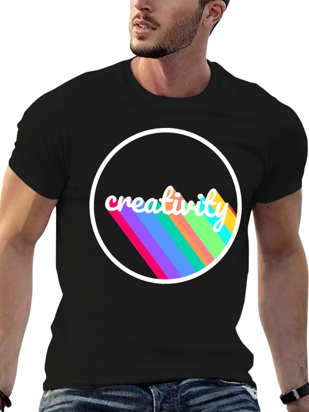 Creative Vision Tee - Black Cotton Graphic T-Shirt