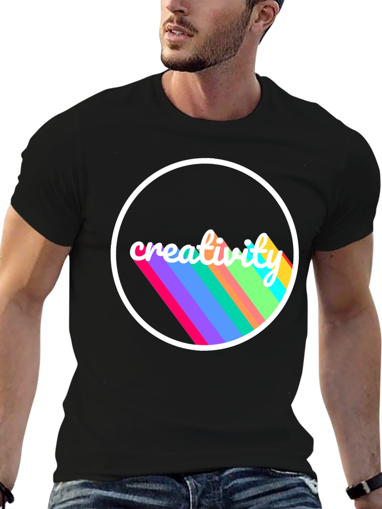 Creative Vision Tee - Black Cotton Graphic T-Shirt