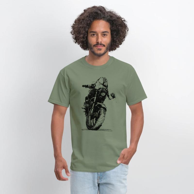 Motorcycle Sketch Indie Sport Biker Tee Retro Mach