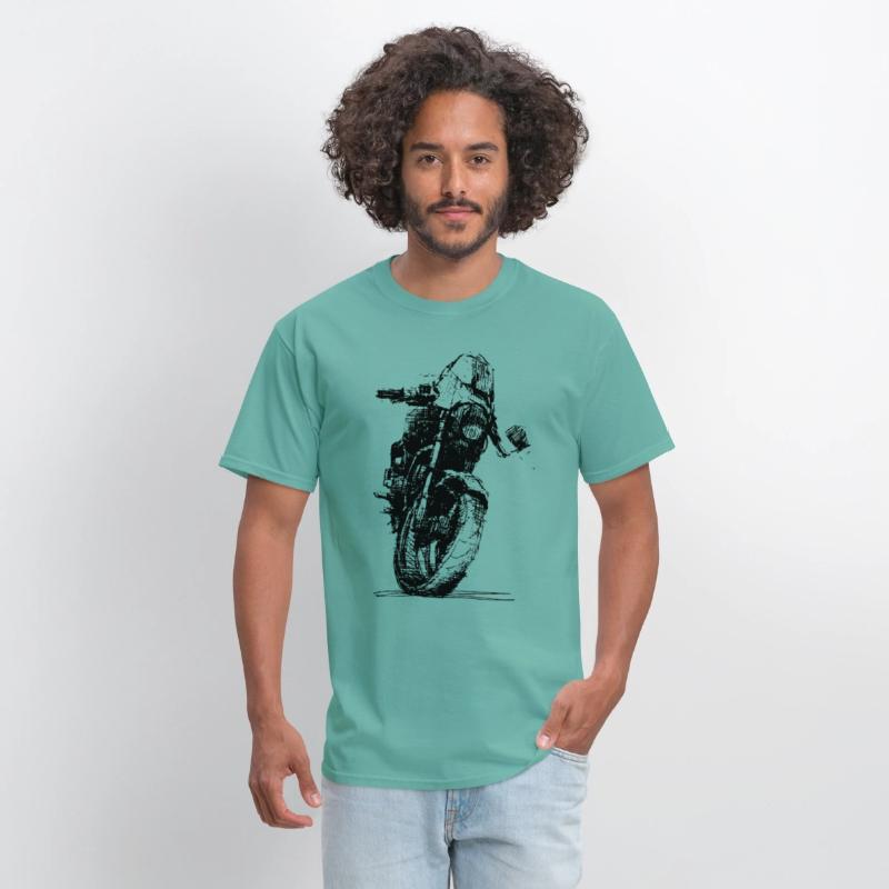 Motorcycle Sketch Indie Sport Biker Tee Retro Mach