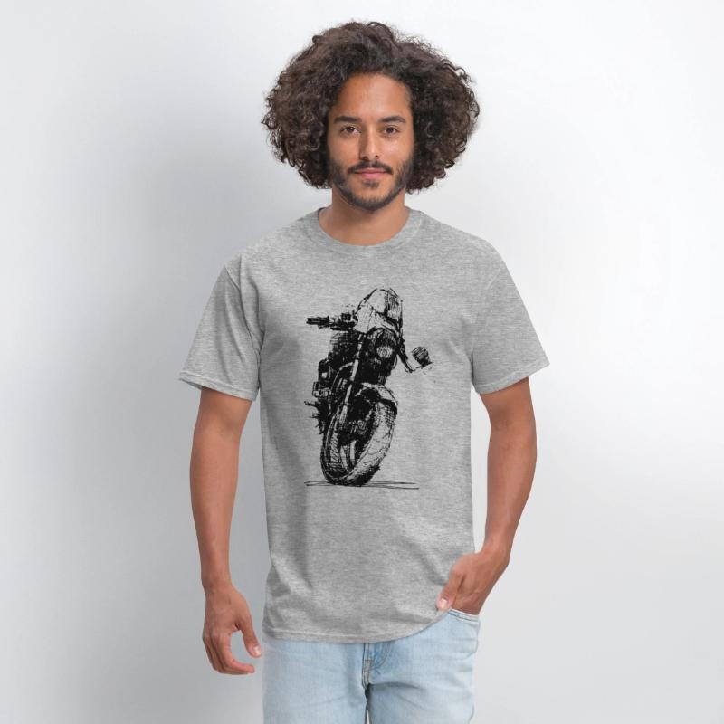 Motorcycle Sketch Indie Sport Biker Tee Retro Mach