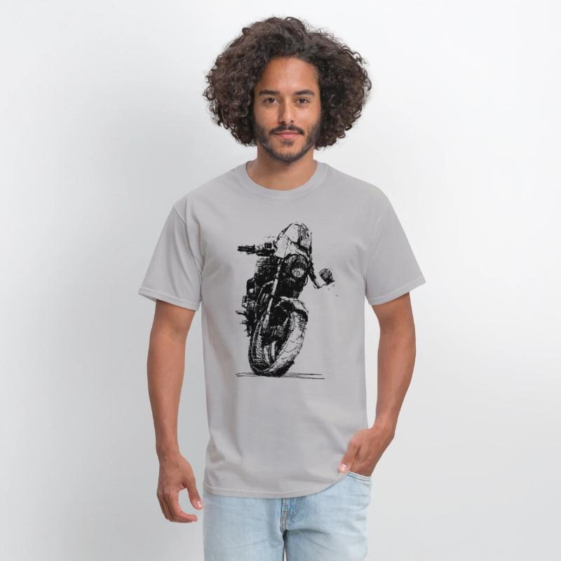 Motorcycle Sketch Indie Sport Biker Tee Retro Mach