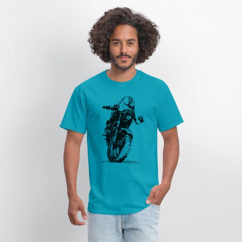 Motorcycle Sketch Indie Sport Biker Tee Retro Mach