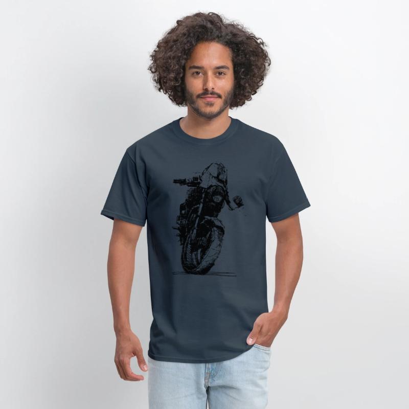 Motorcycle Sketch Indie Sport Biker Tee Retro Mach