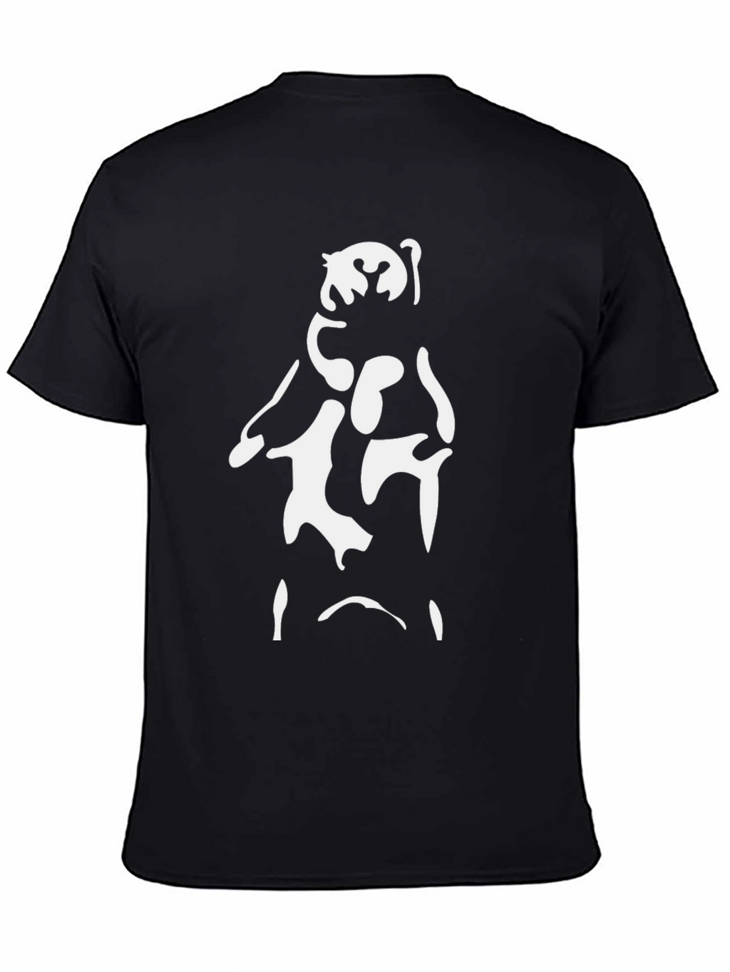 Abstract Bear Graphic Tee - Black Cotton Blend Shirt