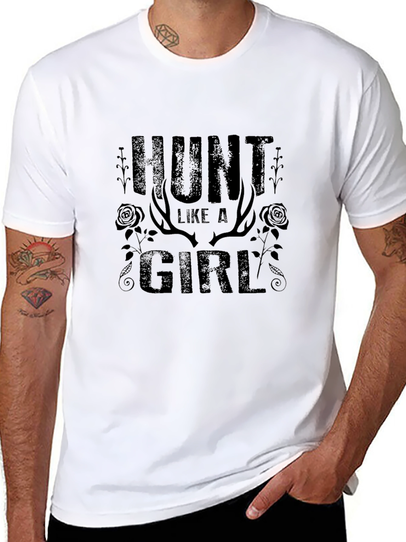 Hunt Like A Girl T-Shirt - Black Cotton Tee