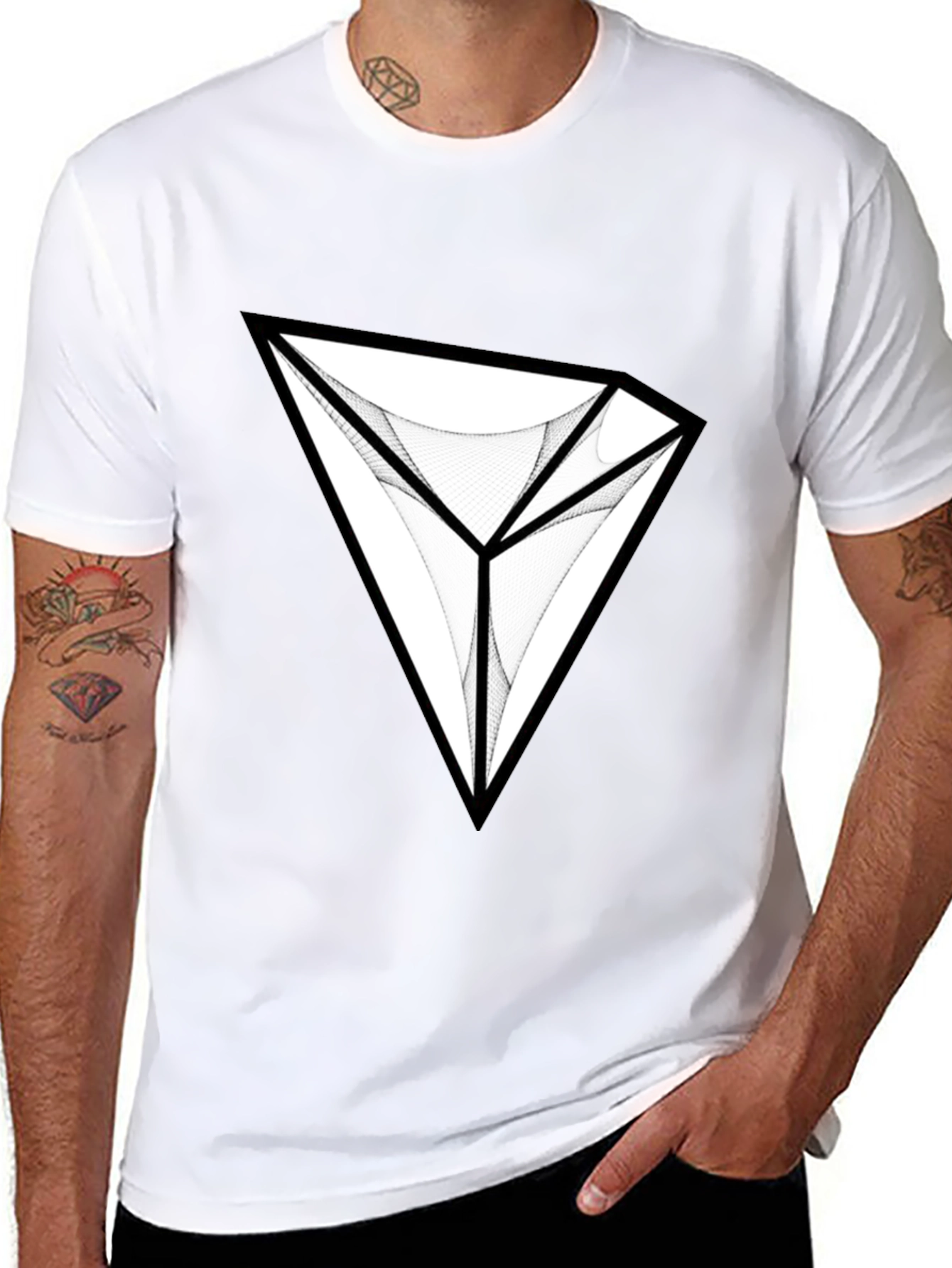 Abstract Diamond Graphic Black T-Shirt