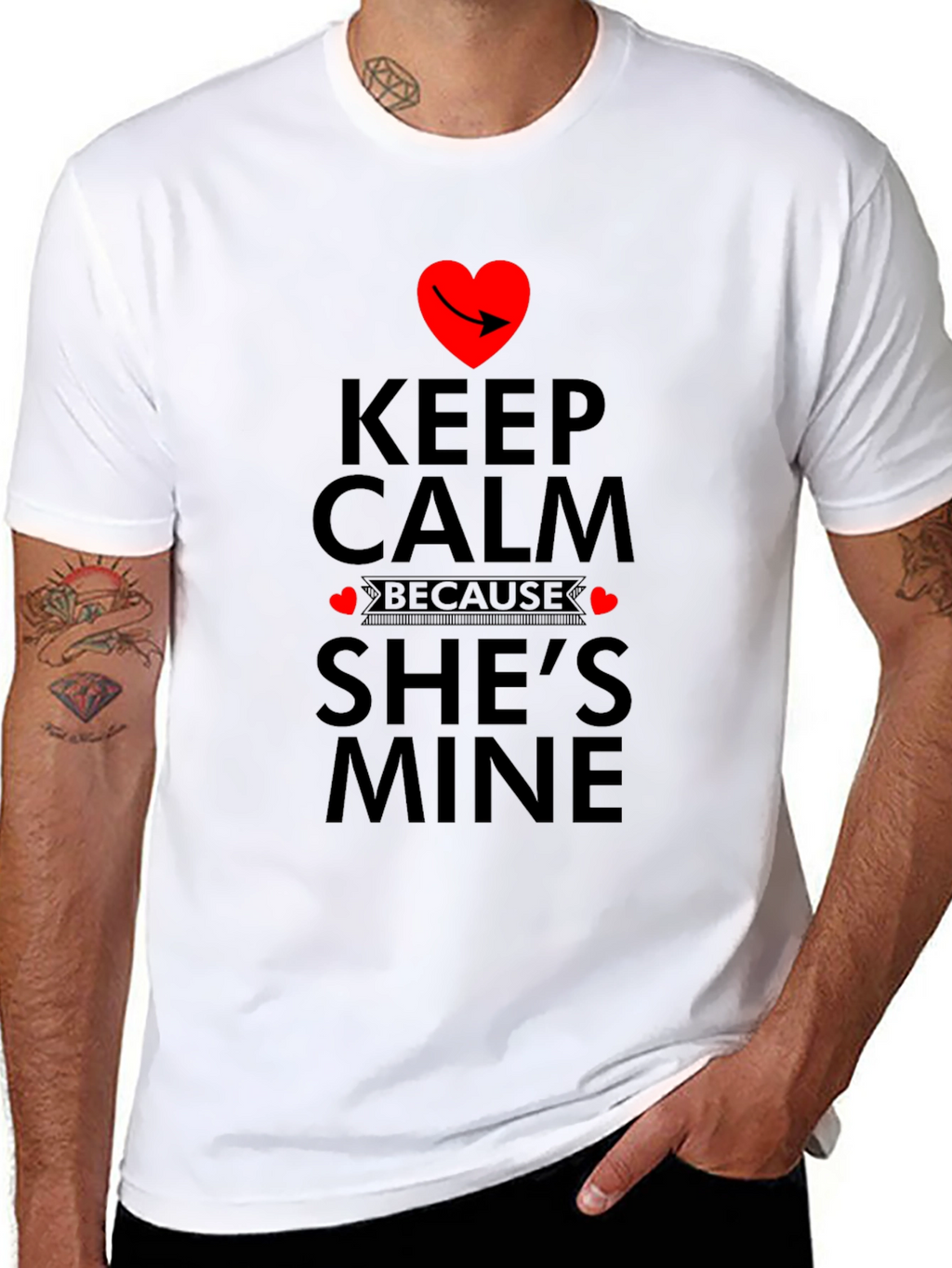 Keep Calm Shes Mine Graphic Tee - Black