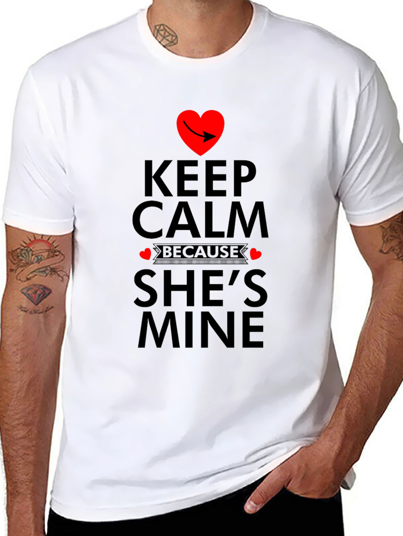 Keep Calm Shes Mine Graphic Tee - Black